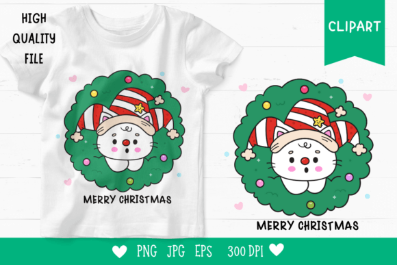 Christmas Cats Clipart in Xmas Wreath: A Versatile Design for Festive Projects