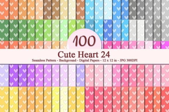 Cute Heart 24 Seamless Pattern: A High-Resolution Digital Design for Diverse Applications
