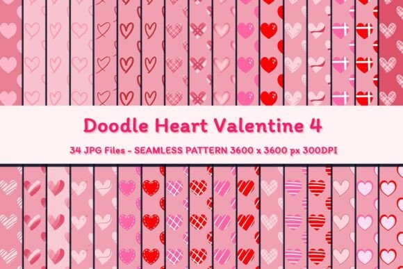 Doodle Heart Valentine Pattern 4: A Versatile Design for Creative Businesses and Personal Projects
