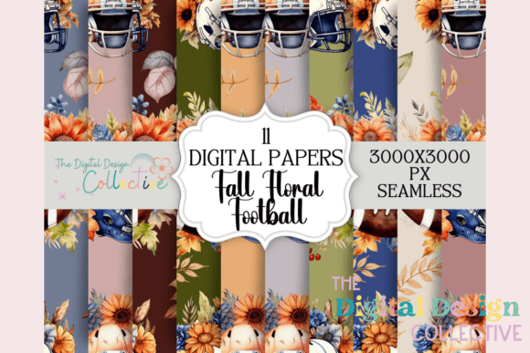 Fall Floral Football Digital Paper: A Versatile Creative Resource for Seasonal Projects