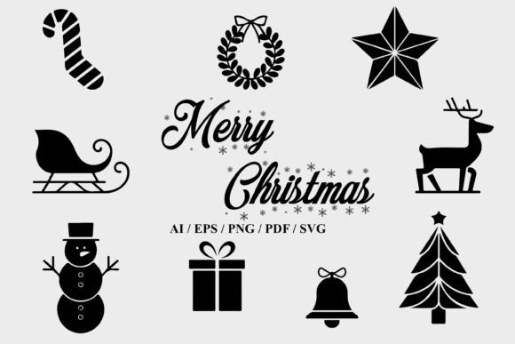 Merry Christmas Minimalist Black White