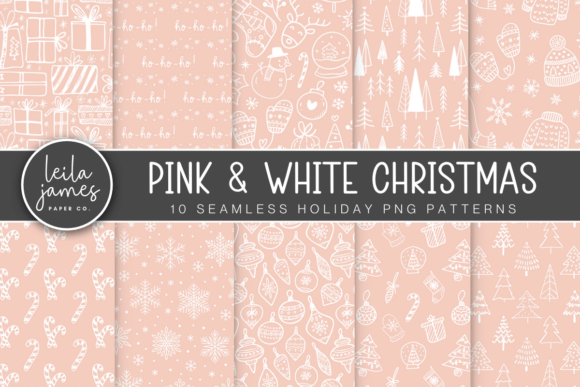 Pink White Seamless Christmas Patterns