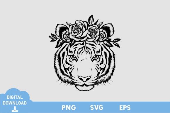 Tiger Floral Black White Design