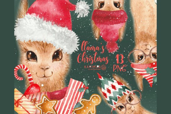 Watercolor Christmas Llama PNG Clipart: A Creative and Versatile Design Resource