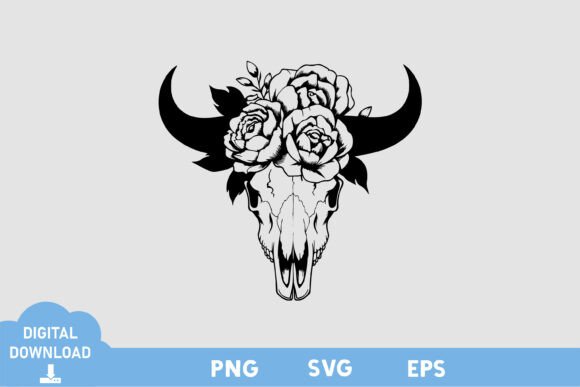 Why a Cow Skull Floral Black White Design Logo is Perfect for Your Brand